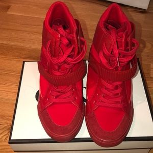 Red Aldo Wedge Sneakers